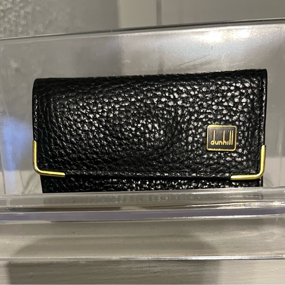 EUC- Dunhill Black Textured Key Holder Wallet with Gold Details
